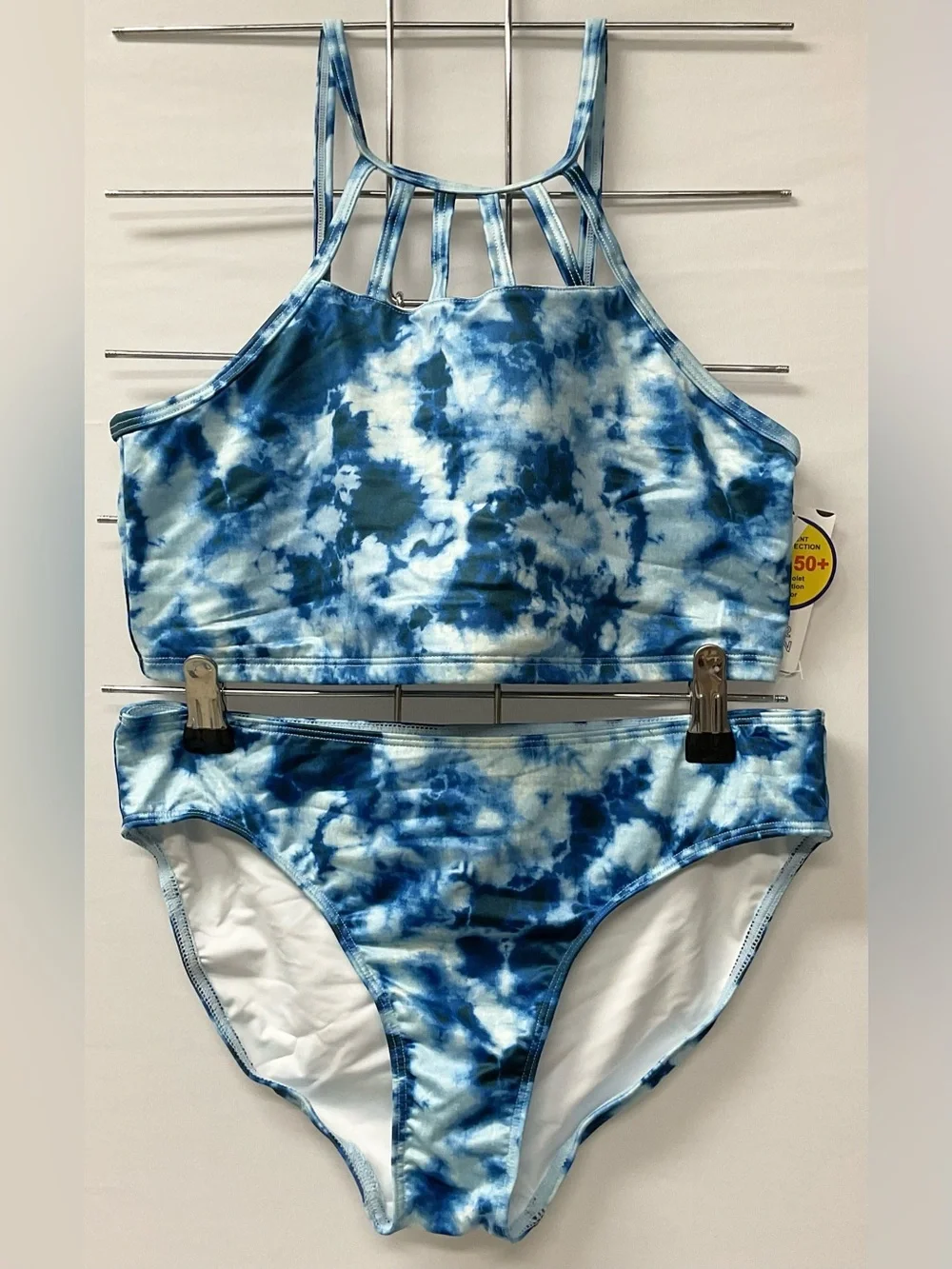 Brand New-Harper Canyon Blue Tie-Dye High Neck Girls Swim Set